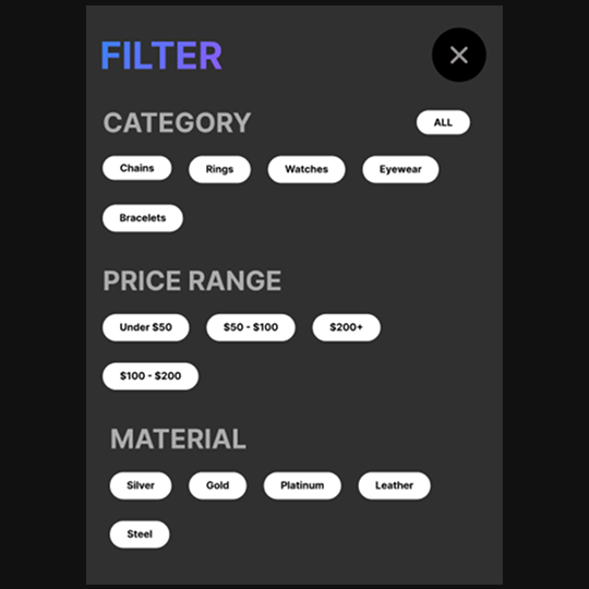 Male Accessories UI Design