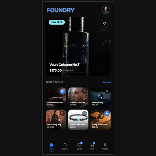 Male Accessories UI Design