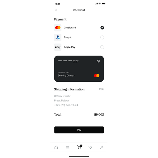 Clothing App UI Design
