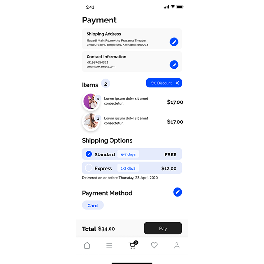 Clothing App UI Design